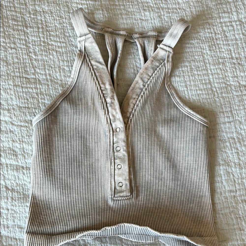 Stylish Beige Ribbed Women's Top